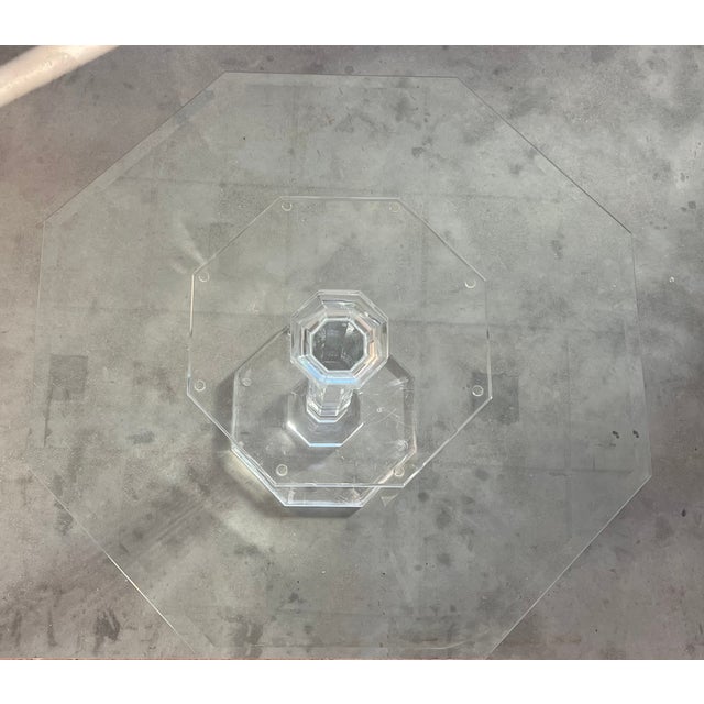 Glass Lucite & Glass Otogonal Table in Style of Charles Hollis Jones, 1970s For Sale - Image 7 of 9