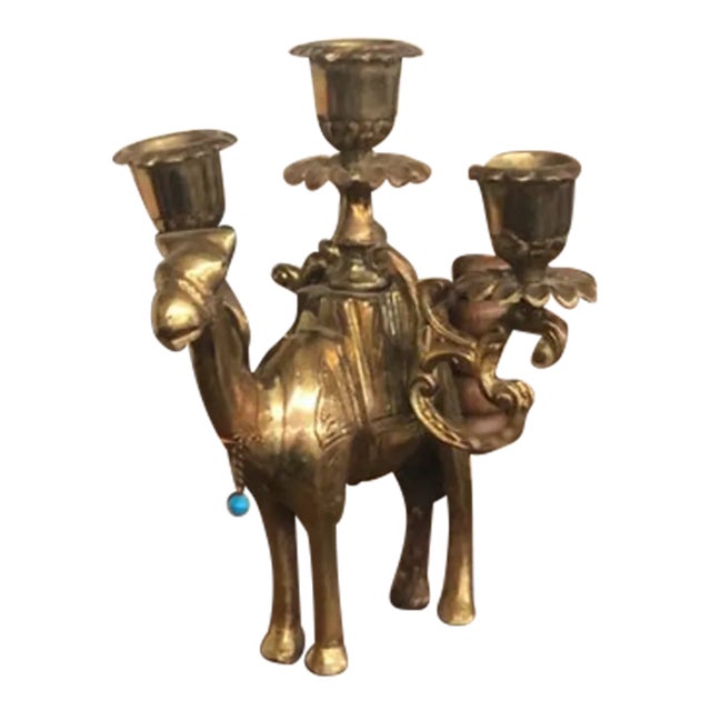 Vintage Brass Camel Candle Holder For Sale