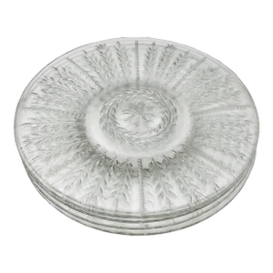 1940s Federal Glass Wheat & Star Pattern Glass Dessert Plates- Set of 4