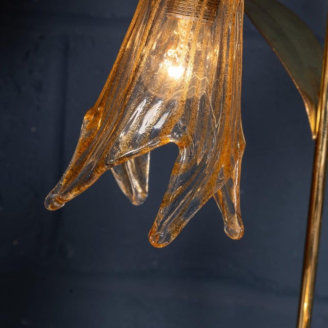 Vintage Italian Brass and Glass Floor Lamp, 1980 For Sale - Image 12 of 18