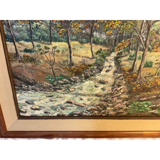 Early 20th Century 1960s Impressionist Landscape Oil Painting "Imaginary Mountain Woods" by Jenkins For Sale - Image 5 of 7