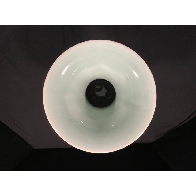 Large Mid-Century Celadon Vase Featuring Embossed Lotus Flowers For Sale In Atlanta - Image 6 of 7