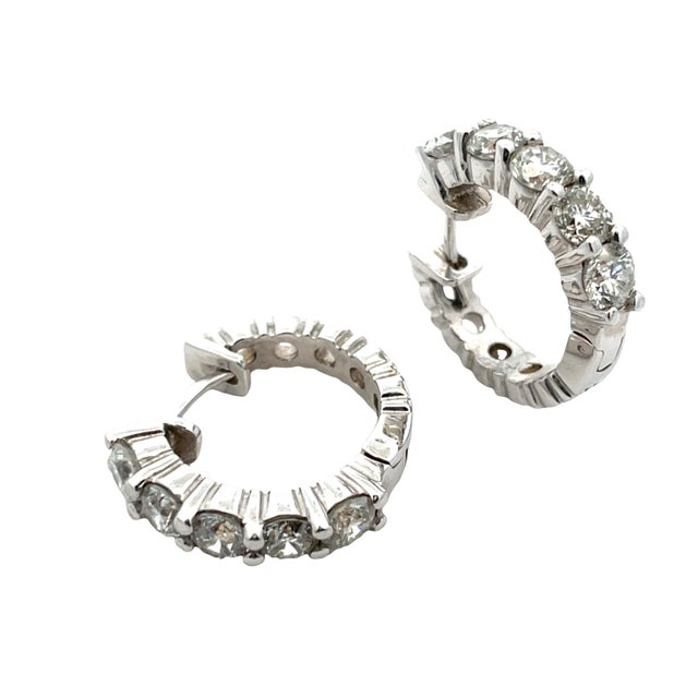 14k Gold 2.60 Carat Total Weight Diamond Huggies Earrings, A Pair For Sale - Image 4 of 8