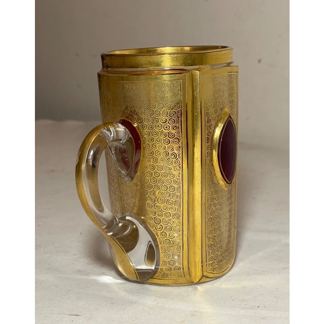 Boho Chic Rare Antique Handmade Moser Jewel Glass Crystal Tea Cup W/ Measurement Cabochon For Sale - Image 3 of 12