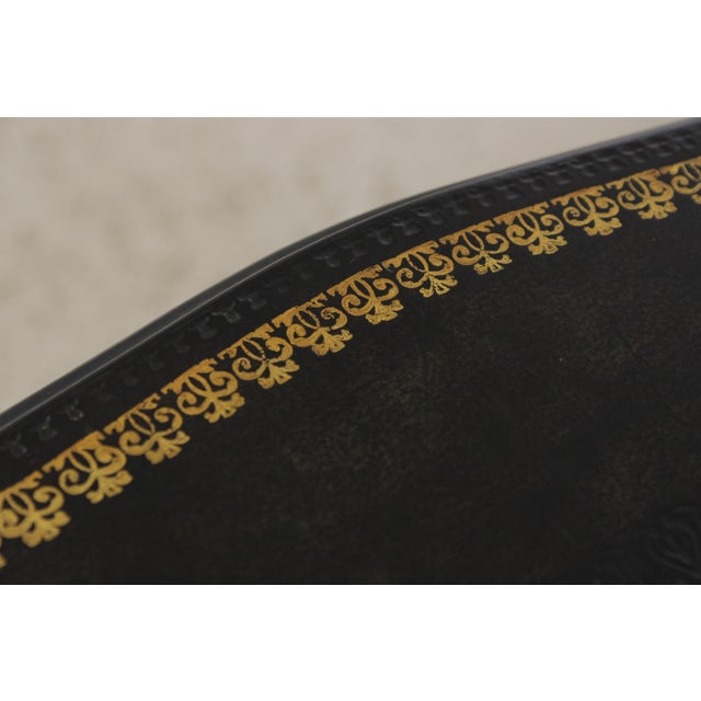 Brown Maitland Smith Leather Top Carved French Lamp Table For Sale - Image 8 of 14