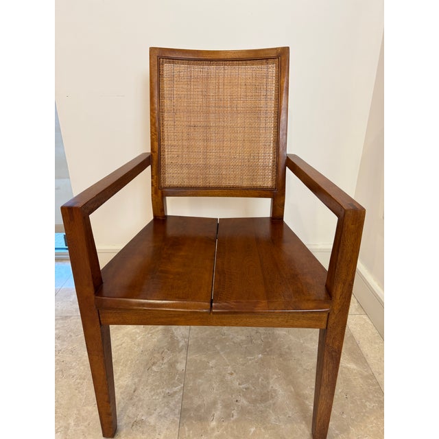 Crate and Barrel Solid Wood Desk With Caining and Matching Chair For Sale - Image 11 of 18
