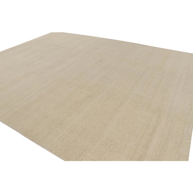 Rug & Kilim Rug & Kilim’s Oversized Contemporary Textural Solid Rug in Beige Tones For Sale - Image 4 of 8