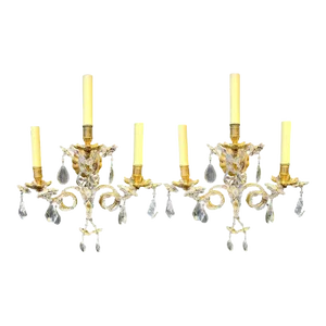 1930's French Bagues Three Lights Sconces - Set of 2