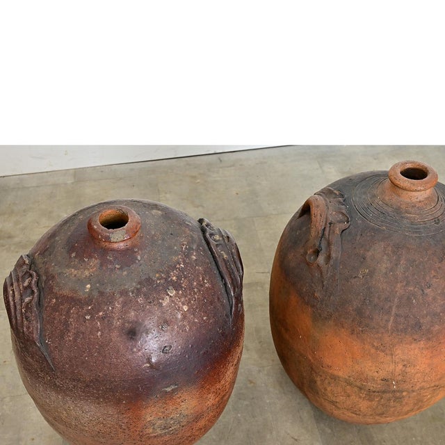 Pair of French 19th Century Massive Ceramic Olive Oil Jars For Sale - Image 9 of 18