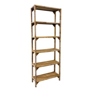 Organic Modern Natural Bamboo Wrapped Etagere For Sale
