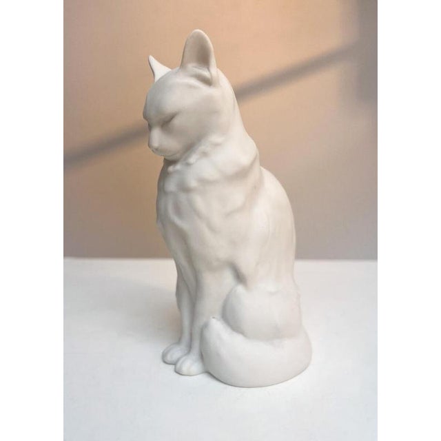 Bisquit Porcelain Sculpture Cat No. 2 attributed to Edouard-Marcel Sandoz, 1920s For Sale - Image 4 of 8