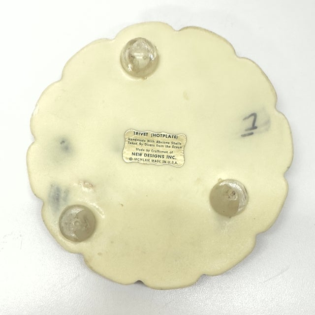 White Mid-Century Resin & Abalone Trivet Curation - Group of 3 For Sale - Image 8 of 17