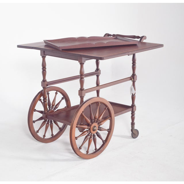 Mid-Century Mahogany Tea Trolley with Side Flaps, 1940s For Sale - Image 13 of 15