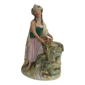 Antique Staffordshire Flatback Figurine Depicting Ruth, From the Bible, at the Well