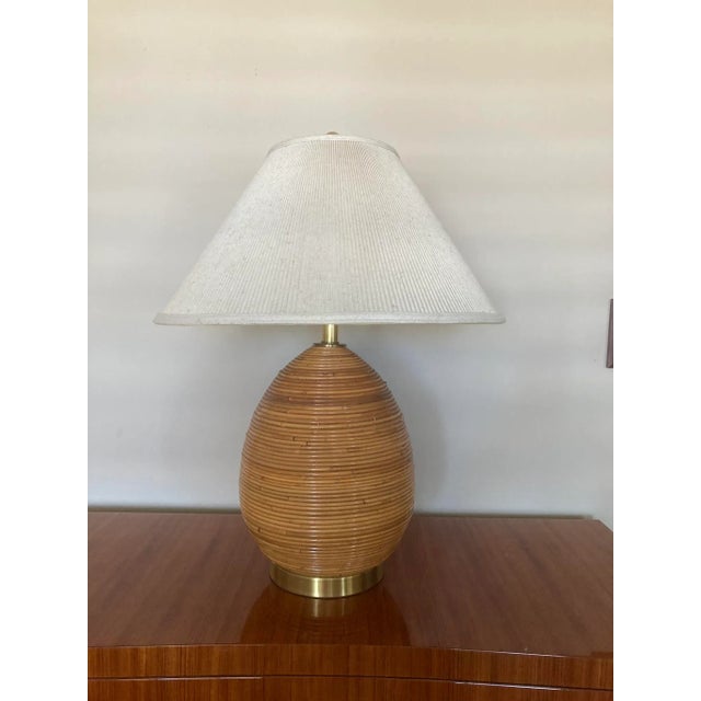 Mid-Century Modern 1970s Pencil Reed Lamps With Micro Pleat Shades in the Style of Gabriella Crespi For Sale - Image 3 of 8