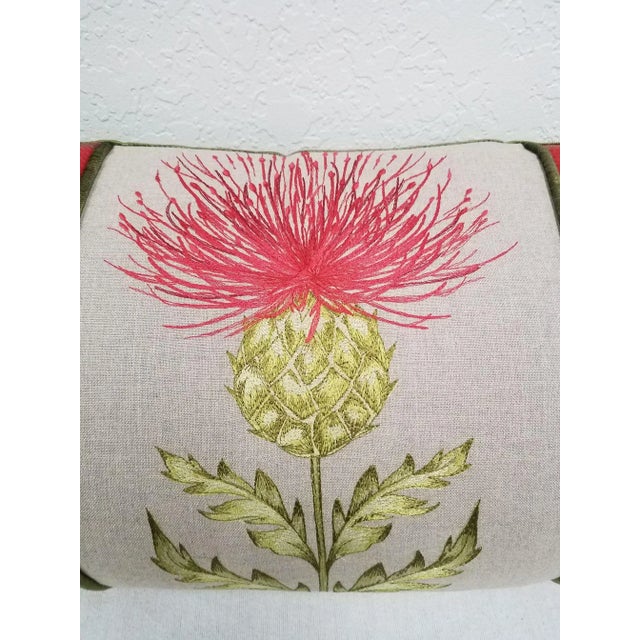 This red thistle lumbar bolster pillow was made in Wales, UK., by a small cottage designer/manufacturer owned by a lovely...