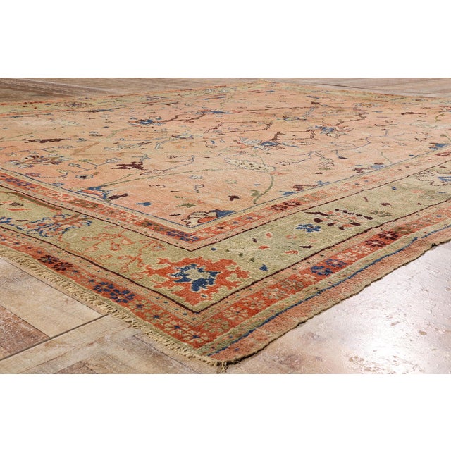 Peach Late 19th Century Turkish Oushak Rug, 11'04 X 13'08 For Sale - Image 8 of 10