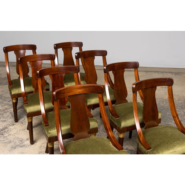 Wood Set of 8 Early 19th Century French Empire Mahogany Gondola Dining Chairs For Sale - Image 7 of 18