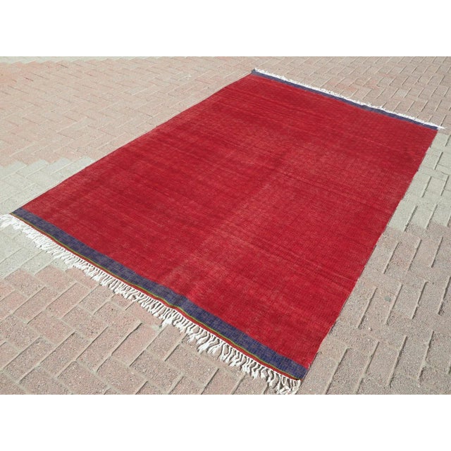 Vintage Turkish Tribal Red Kilim Rug-6’x8’11" For Sale - Image 12 of 12