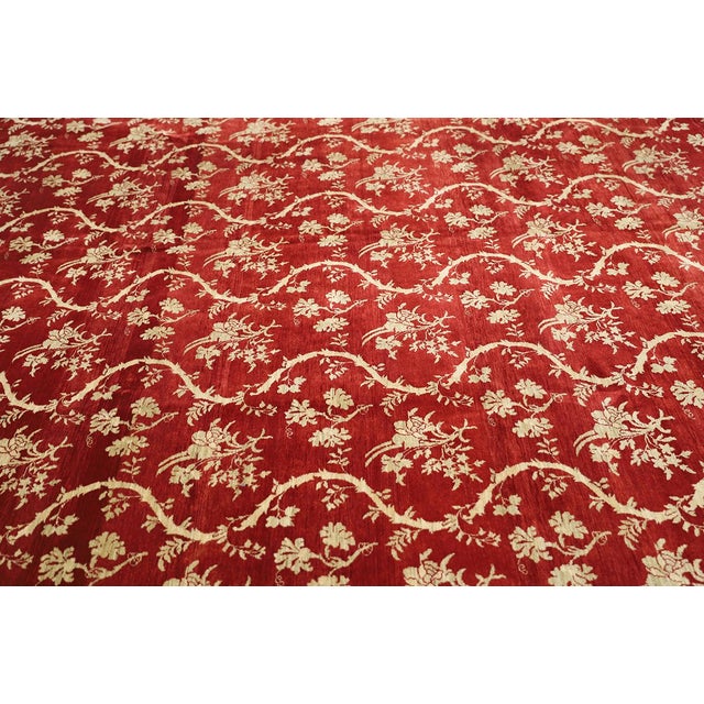 Textile 8x10 Deep Red & Gold Chinoiserie Rug | 8'2"x10'3" Hand-Knotted Afghan Wool For Sale - Image 7 of 8