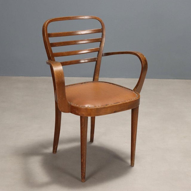 Beech Armchair with Skai Seat, 1950s For Sale - Image 9 of 9