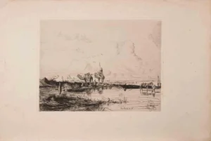 Edouard Dufeu, Le Borde du Nil, Etching, 1864