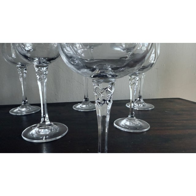 Mikasa Vintage Towle Crystal Silhouette Water Goblets, Set of 8, Optic Bowl, Hexagon Stem For Sale - Image 4 of 13