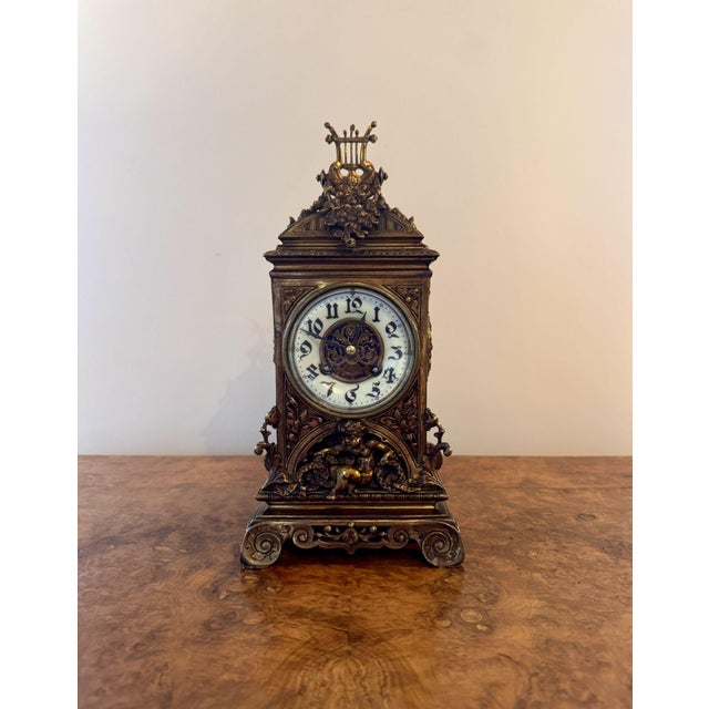 Antique Victorian Ornate Mantle Clock, 1860 For Sale - Image 10 of 11