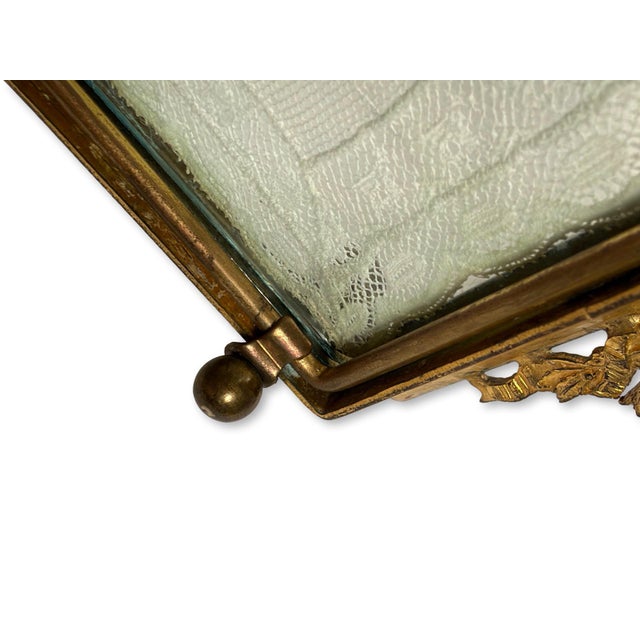 Traditional Antique Empire Art Gold Jeweled Vanity Tray With Ivory Lace, Circa 1920s–1930s For Sale - Image 3 of 13