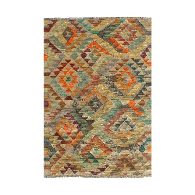 Textile Vintage Afghan Style Kilim with Geometric Pattern For Sale - Image 7 of 7
