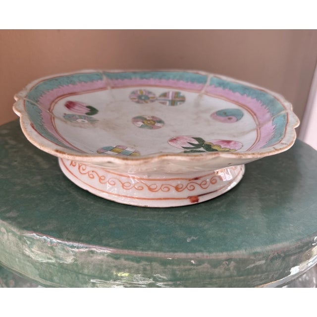 Antique Chinese Famille Rose Porcelain Footed Bowl For Sale - Image 10 of 10