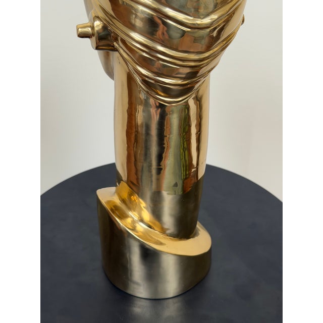 Late 20th Century Balos Design Art Deco Style Brass Bust - unknown artist For Sale - Image 12 of 12