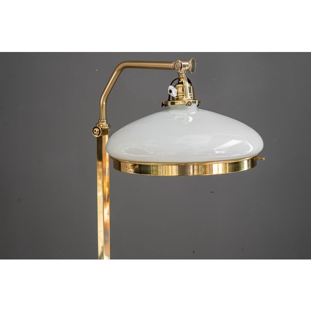 Height-Adjustable Swivel Floor Lamp with Opal Glass Shade, Vienna, Austria, 1920s For Sale - Image 6 of 18