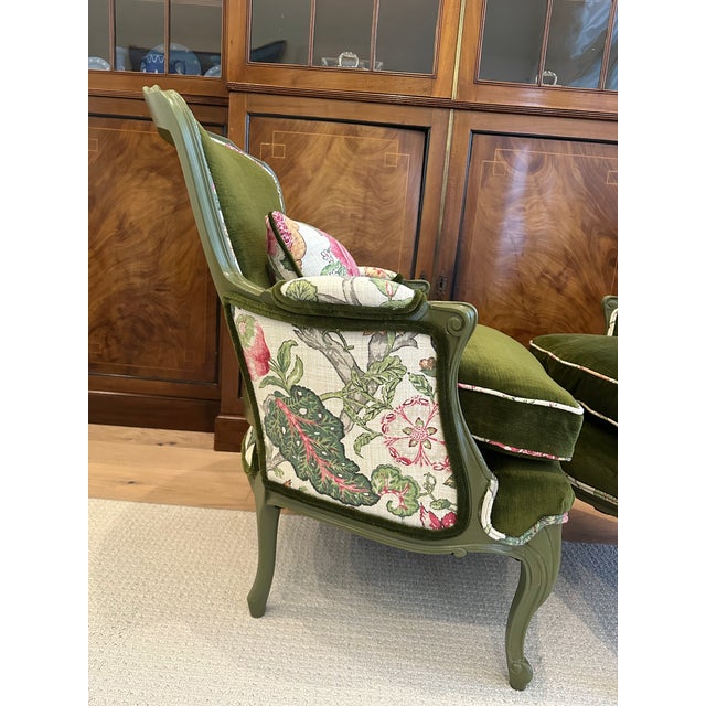 French 1960s French Style Bergere Accent Chairs - A Pair For Sale - Image 3 of 9