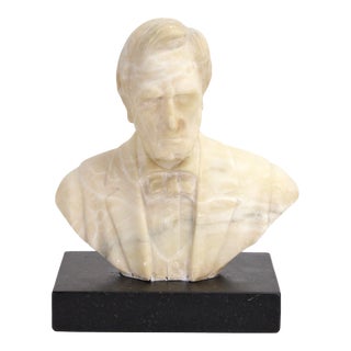 Vintage Italian Abraham Lincoln Carved Alabaster Marble Bust For Sale