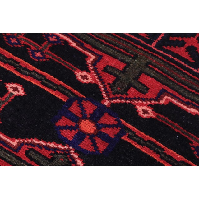 1980s Shabby Chic Persian Afshar Red/Tan Wool Runner Rug- 3'10'' X 8'3'' For Sale - Image 5 of 10