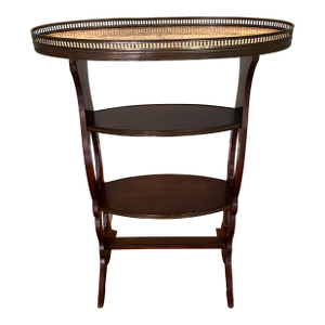 Antique French Empire Marble Top Oval 3-Tier Side Table