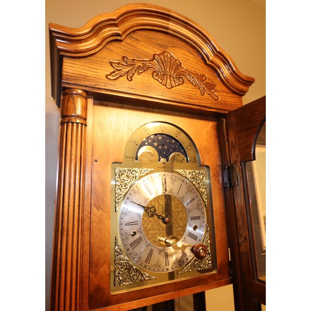 Howard Miller 68th Anniversary Grandfather Clock – Windsor Cherry – Illuminated Moon Dial – Unused For Sale - Image 11 of 14