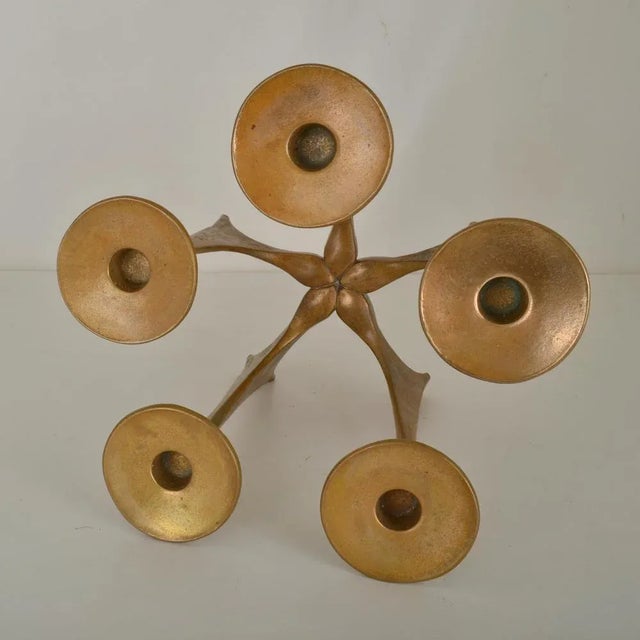 1960s Five Arm Bronze Adjustable Candelabra Chandelier by Harjes For Sale - Image 5 of 6