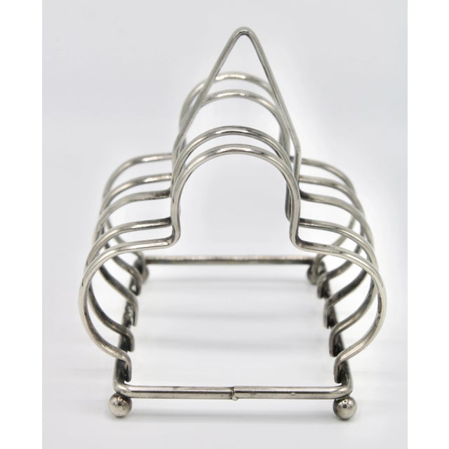 1940s Art Deco Silver-Plate English Toast Rack / Letter Rack For Sale - Image 5 of 8