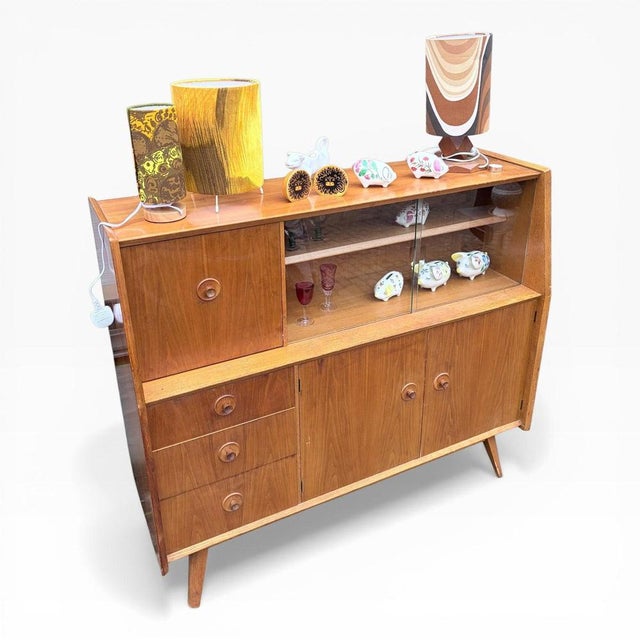 Mid-Century Oak and Walnut Drinks Cabinet from Priory For Sale - Image 4 of 10