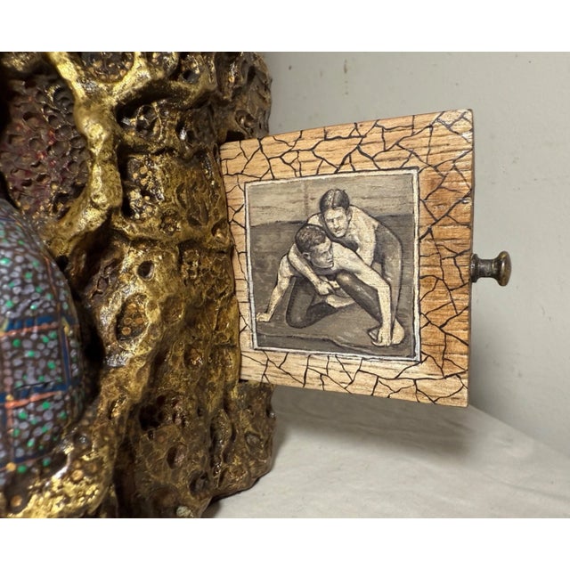 Original Richard Cleaver Wood Ceramic Oil Paint Men With Horse Sculpture Statue For Sale - Image 13 of 18