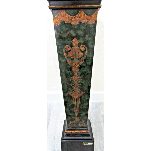 1980s Castilian Imports Tall Gold Urn Drape Rope Green Pedestal Plant Stand For Sale - Image 4 of 12