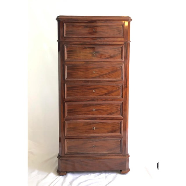 French Empire Mahogany Secretaire or Secretary Chest or Biedermeier Drop Front Desk For Sale - Image 11 of 14