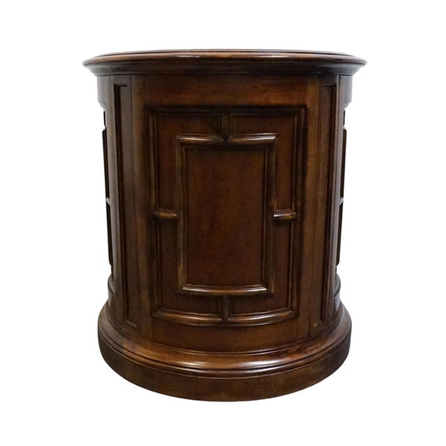 Bernhardt Furniture Solid Cherry Traditional Italian Inspired 28" Round Drum Storage End Table 327-216 For Sale - Image 11 of 13