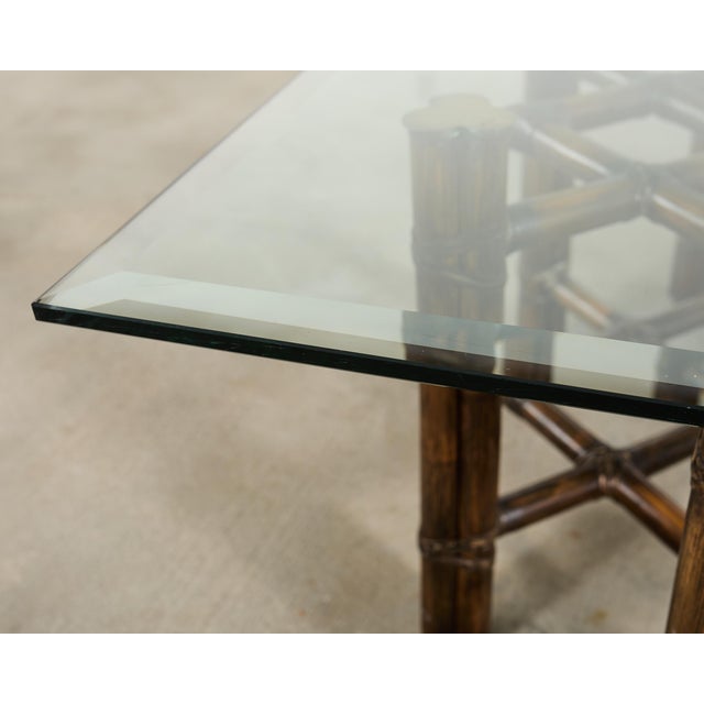 McGuire Organic Modern Rattan Brass Lattice Cocktail Table For Sale - Image 9 of 17