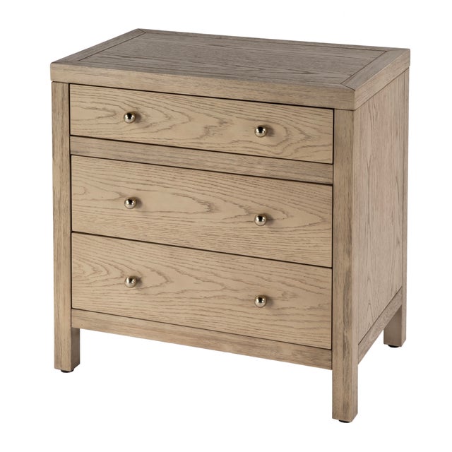 Nora 25 in. W Rectangular Wood 3 Drawer Nightstand, Light Oak For Sale - Image 10 of 10