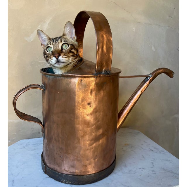Large French Antique Copper Watering Can & Wrought Iron Rim, 19th Century For Sale - Image 14 of 16