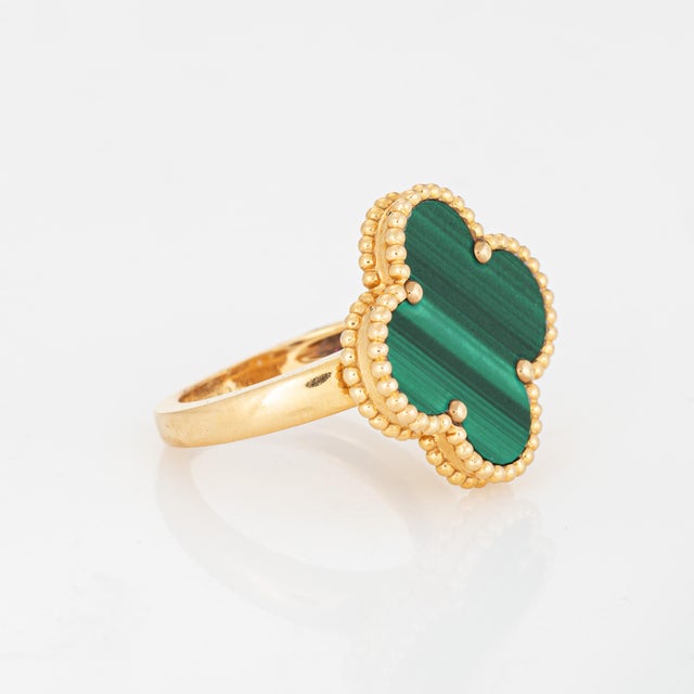 Contemporary Van Cleef & Arpels Malachite Ring Magic Alhambra Sz 6.25 18k Yellow Gold Estate For Sale - Image 3 of 8