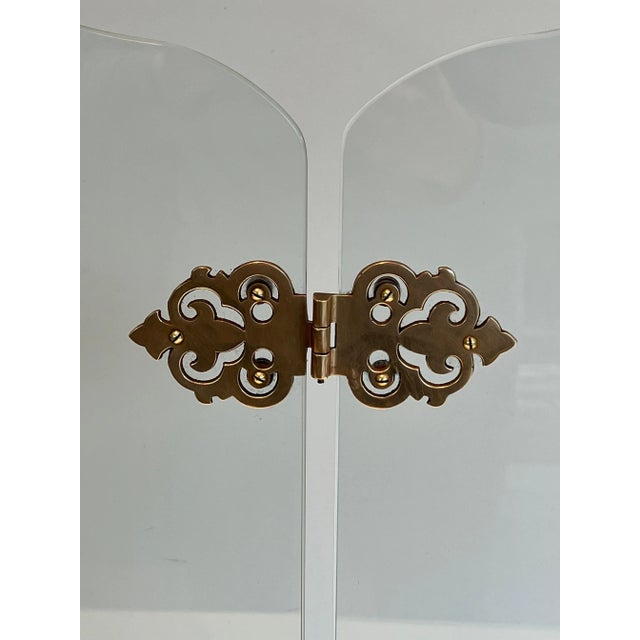 Glass Fireplace Screen with Bronze Hinges For Sale - Image 10 of 13